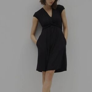 Soma Twist Waist Dress XS Black W/pockets Jersey Knit NWT